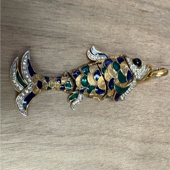 D'Orlan Jewelry - Vintage D’Orlan Articulated Koi Fish Pendant #8874 3.5” Long EUC